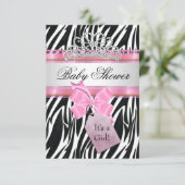 Invitation Baby shower fille Zebra Pink Princess (Debout devant)