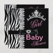 Invitation Baby shower fille Zebra Princesse Tiara (Devant / Derrière)