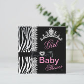 Invitation Baby shower fille Zebra Princesse Tiara (Debout devant)