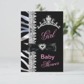 Invitation Baby shower fille Zebra Princesse Tiara (Debout devant)