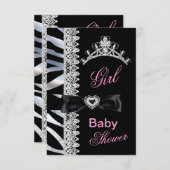 Invitation Baby shower fille Zebra Princesse Tiara (Devant / Derrière)
