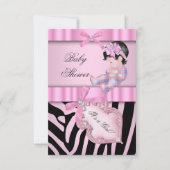 Invitation Baby shower fille Zebra rose (Devant)