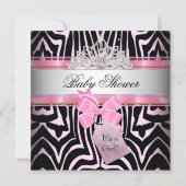 Invitation Baby shower fille Zebra rose princesse noire (Devant)