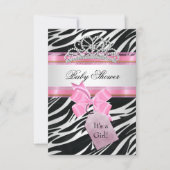 Invitation Baby shower fille Zebra rose princesse Tiara (Devant)