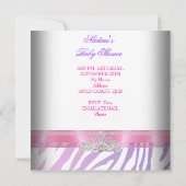 Invitation Baby shower fille Zebra rose violet princesse (Dos)