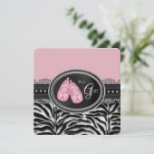 Invitation Baby Shower Fille Zèbre (Debout devant)