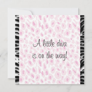Invitation Baby Shower Fille Zèbre Léopard Rose