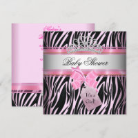 Baby Shower Fille Zèbre Rose Princesse Noir