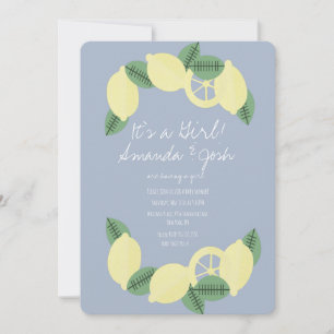 Invitation Baby Shower Filles Citron Minimal Vintage