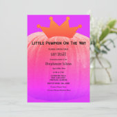 Invitation Baby shower filles Citrouille rose violet code QR (Debout devant)