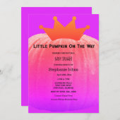 Invitation Baby shower filles Citrouille rose violet code QR (Devant / Derrière)