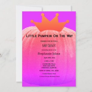 Invitation Baby shower filles Citrouille rose violet code QR