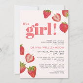 Invitation Baby shower Filles fraises (Devant)