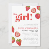 Invitation Baby shower Filles fraises (Devant)