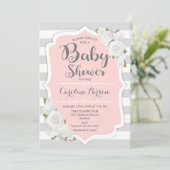 Invitation Baby shower Filles - Gris Rose (Debout devant)