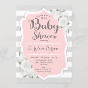 Invitation Baby shower Filles - Gris Rose