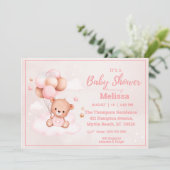 Invitation Baby shower Filles Ours Teddy (Debout devant)