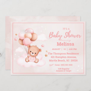Invitation Baby shower Filles Ours Teddy