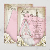 Invitation Baby shower Filles Paris Vintage (Devant / Derrière)