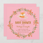 Invitation Baby shower Filles Woodland Fox (Devant / Derrière)