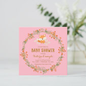 Invitation Baby shower Filles Woodland Fox (Debout devant)