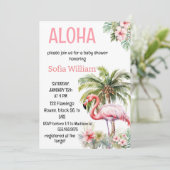 Invitation baby shower flamand rose aloha (Debout devant)