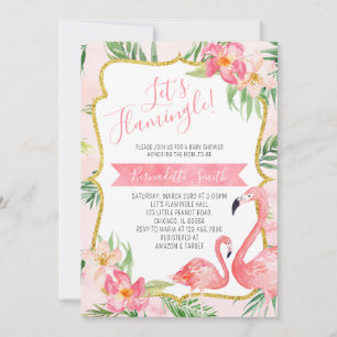 Invitation Baby shower Flamant rose