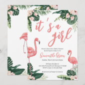 Invitation Baby shower Flamant rose (Devant / Derrière)