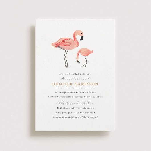 Invitation Baby shower Flamant rose