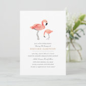 Invitation Baby shower Flamant rose (Debout devant)