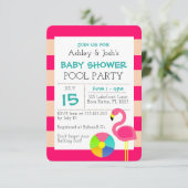 Invitation Baby Shower Flamant Rose (Debout devant)