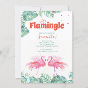 Invitation Baby shower Flamant rose aquarelle