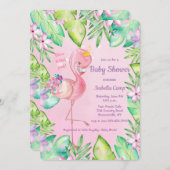 Invitation Baby shower Flamant rose bébé (Devant / Derrière)