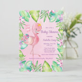 Invitation Baby shower Flamant rose bébé (Debout devant)