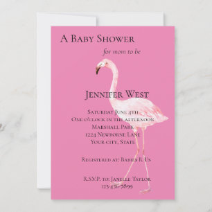 Invitation Baby shower Flamant rose rose