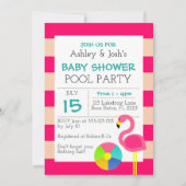 Invitation Baby shower Flamant rose rose (Devant)