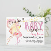 Invitation Baby shower Flamant rose rose (Debout devant)