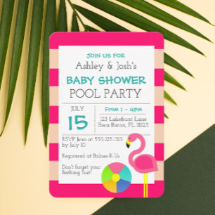 Invitation Baby shower Flamant rose rose