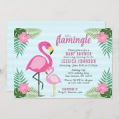 Invitation Baby shower Flamant rose rose (Devant / Derrière)