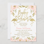 Invitation Baby shower Flamant rose rose or (Devant)