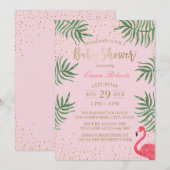 Invitation Baby shower Flamant rose Tropical Gold Confetti (Devant / Derrière)