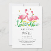 Invitation Baby shower Flamants roses roses (Devant)