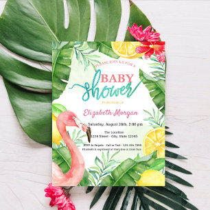 Invitation Baby Shower Flamingo d'été à l'aquarelle