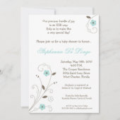 Invitation Baby shower Fleur Bleu Printemps (Devant)