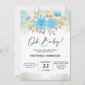Invitation Baby Shower Fleur Bleue (Devant)