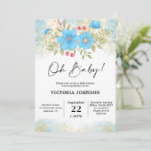 Invitation Baby Shower Fleur Bleue (Debout devant)
