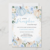 Invitation Baby Shower Fleur bleue et feuillage Petite citrou (Devant)