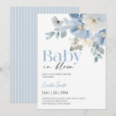 Invitation Baby shower Fleur Bleue Garçon (Devant / Derrière)