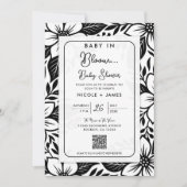 Invitation Baby Shower Fleur Bloom Noir & Blanc Gras (Devant)