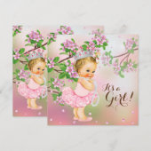 Invitation Baby Shower Fleur de Cerisier Tutu Perle (Devant / Derrière)